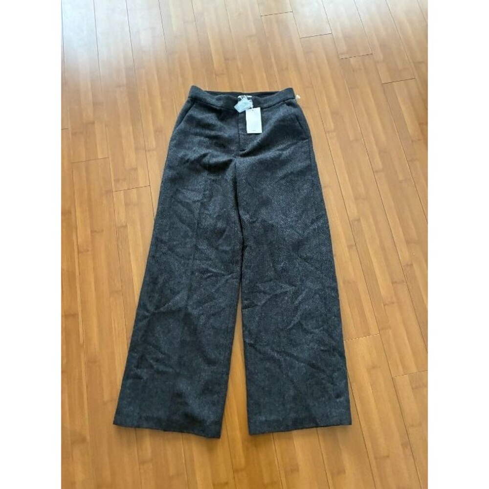 Rue Sophie Gray Tweed Wool Wide Leg Trousers Women's Medium NWT